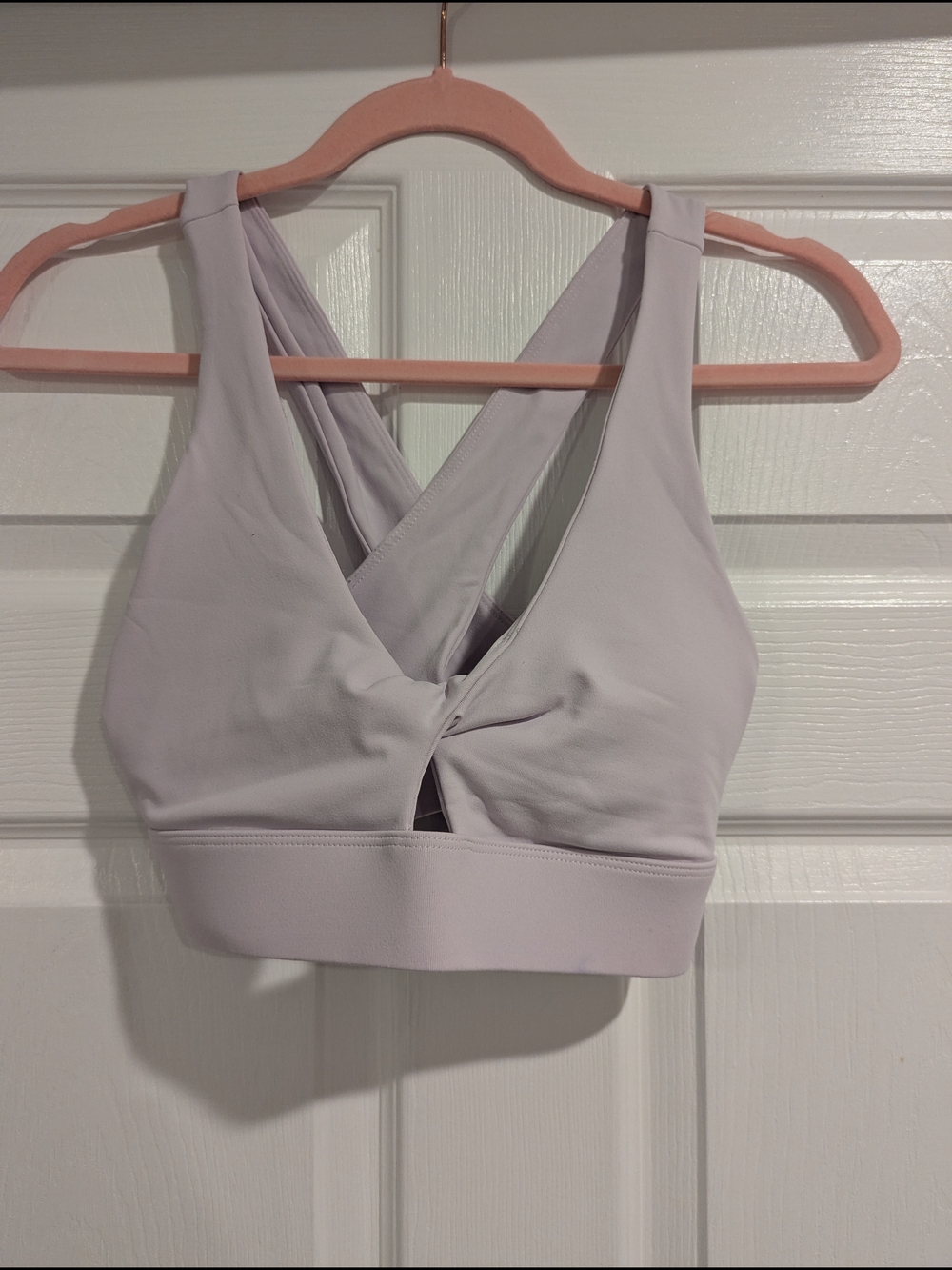 Fabletics Lavender Crisscross Front Twist Sports Bra